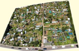 Enys Road Allotments seen from above